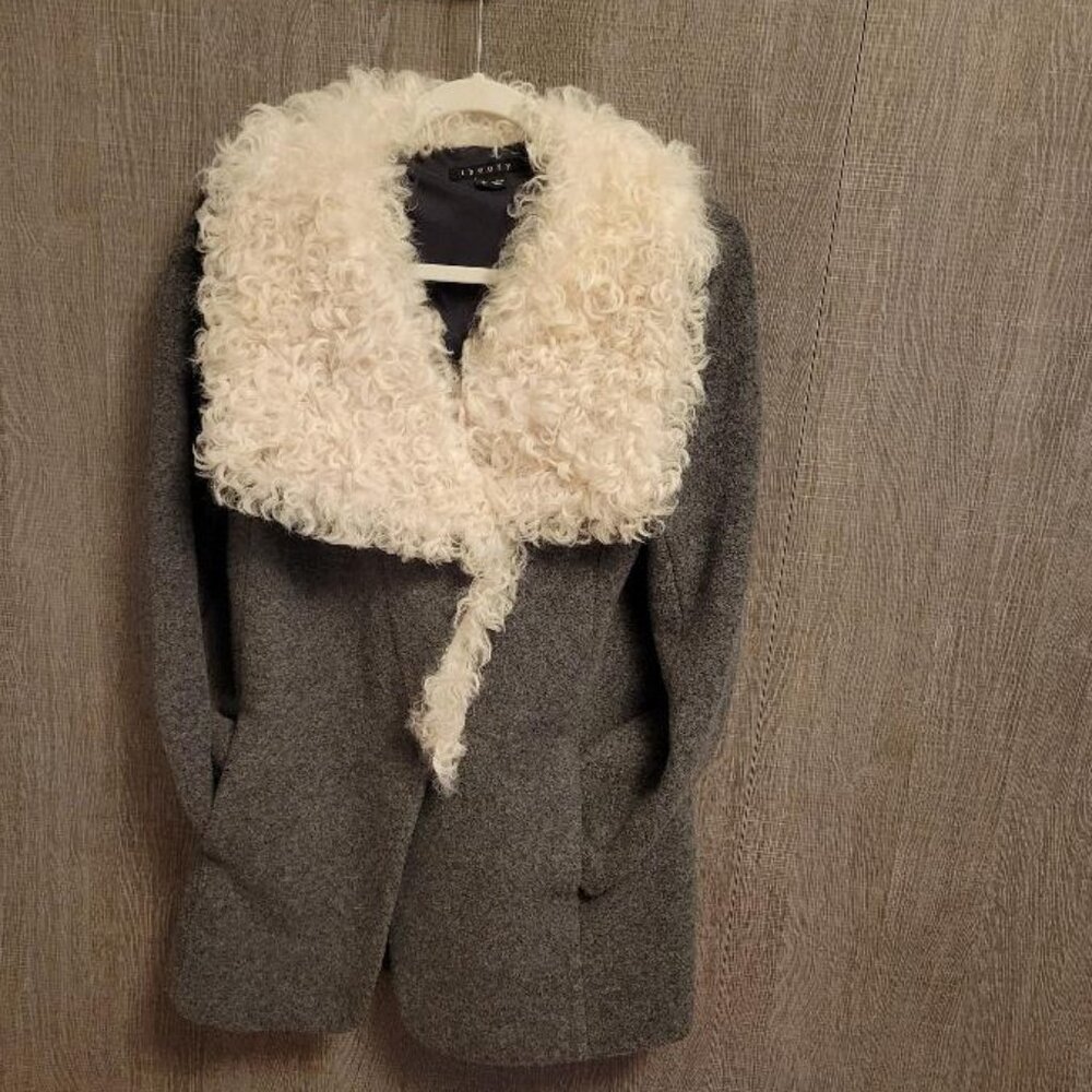 Theory Lamb Collar Cashmere Blend Genuine Peacoat (S)